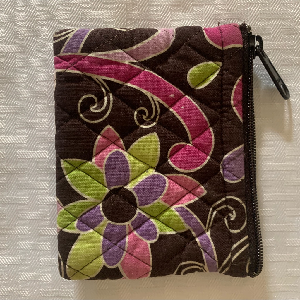Vera Bradley Quilted Floral Zip Wallet In Brown, Pink, Purple & Green